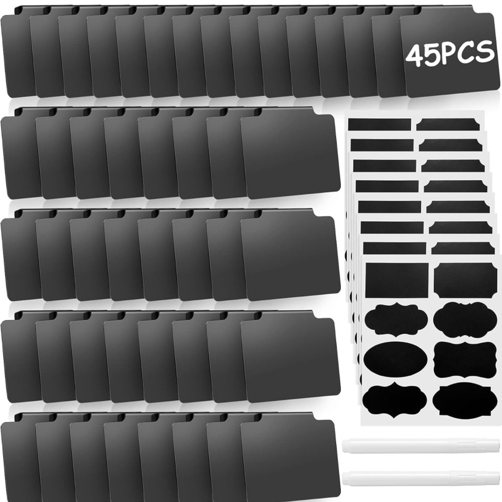 45 Pieces Basket Clip Chalkboard Labels with 8 Sheets of Labels